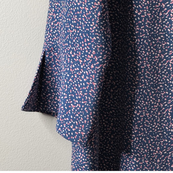 Ann Taylor Shift Dress Confetti 3/4 Sleeve Pockets Blue Purple Round Neck Sz 16 - Picture 4 of 12